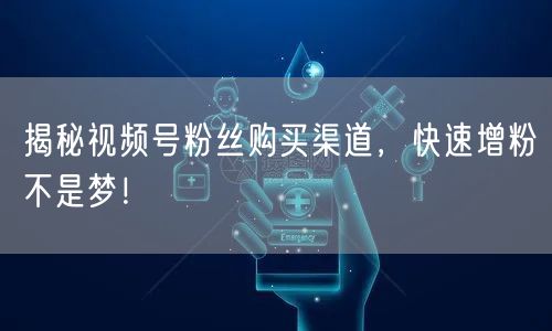 揭秘视频号粉丝购买渠道，快速增粉不是梦！