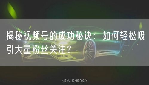 揭秘视频号的成功秘诀:如何轻松吸引大量粉丝关注?