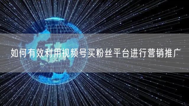 如何有效利用视频号买粉丝平台进行营销推广